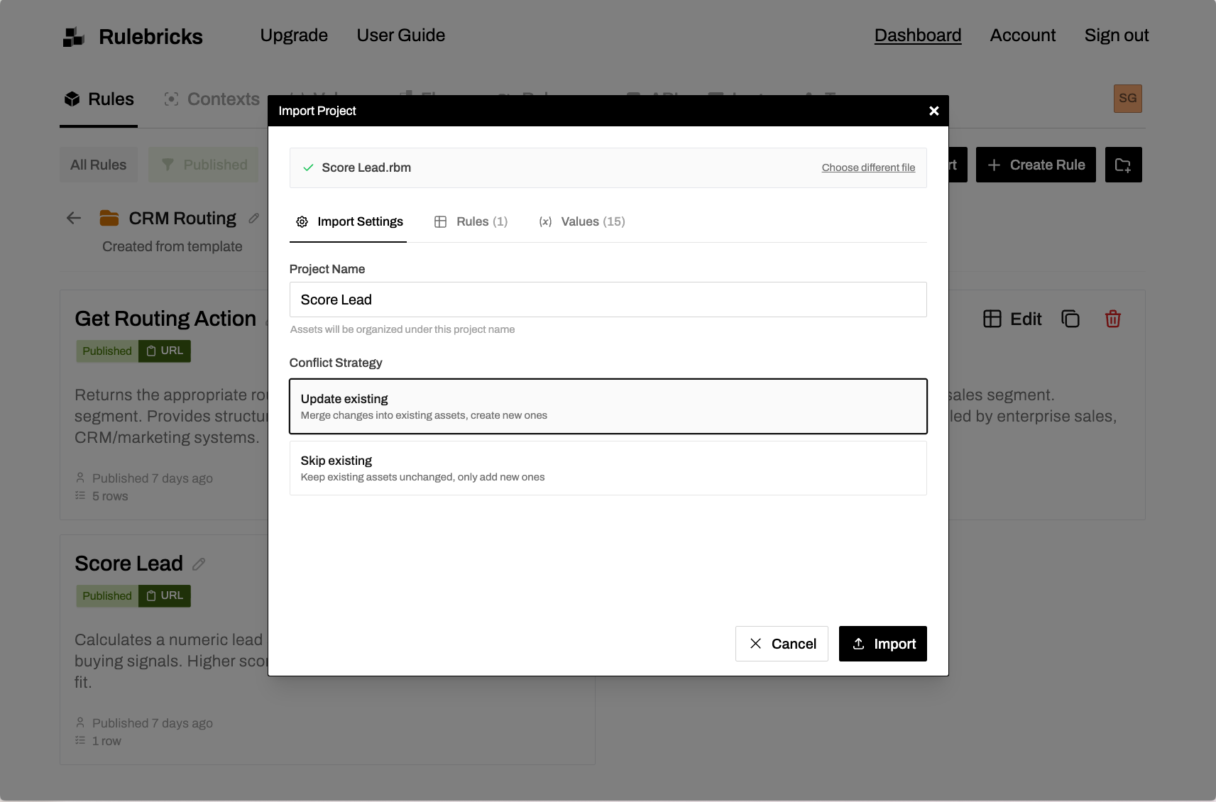 Import View Conflict